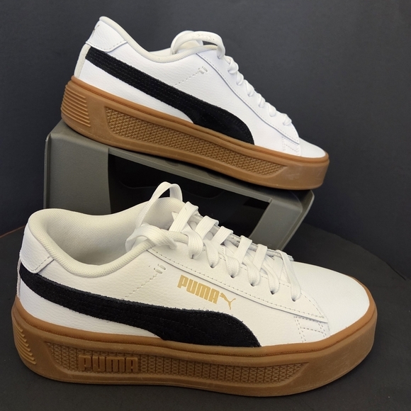 Puma Smash Platform V3 Mono Twist Sneakers White Black Gum Women's Avail 7.5 8.0 - Picture 3 of 11